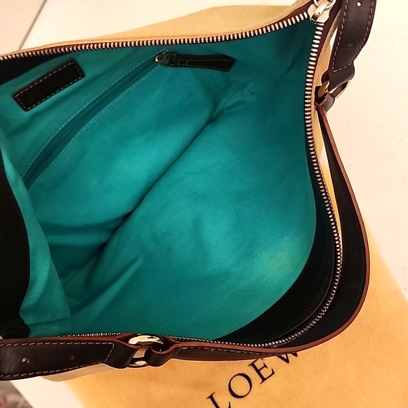 SOLD Rare! LOEWE Anagram Saddle Bag Shoulder Hand Bag Leather Suede Beige Brown - Picture 9 of 16